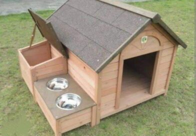 Ótima ideia de Casinha de cachorro com espaço para armazenar a ração.
 .
 .
 .
…