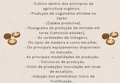 Curso de Produção de Cogumelos shiitake em toras. 
 Contato WhatsApp (35)9842679…